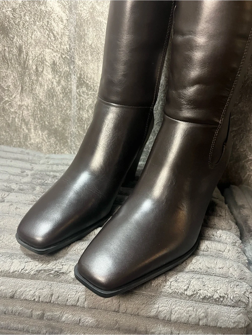 Franco Sarto Brown Leather Block Heel Boots new Sz 6